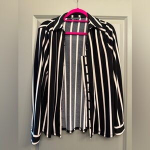 Adrianna Papell Black and Cream Striped Garment